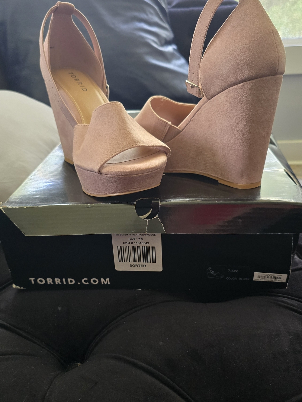Torrid Blush Pink Suede Platform Wedge Sandals